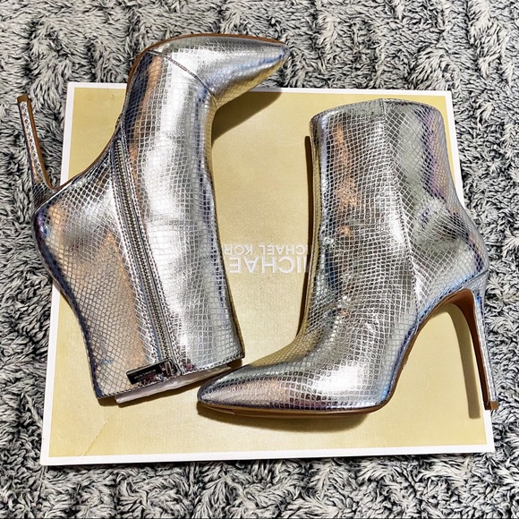 Michael Kors Leona Metallic Leather Snake Boots - Picture 9 of 14